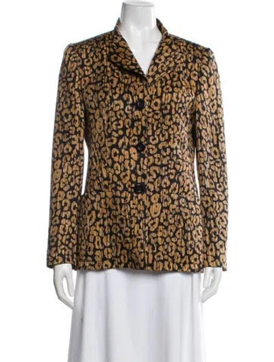 Pre-owned Louis Fèraud Wool Animal Print Blazer In Brown