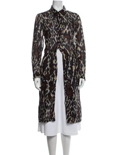Pre-owned Louis Fèraud Wool Animal Print Coat In Neutrals
