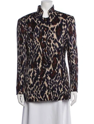Pre-owned Louis Fèraud Wool Animal Print Jacket In Blue