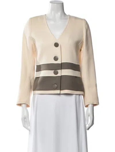 Pre-owned Louis Fèraud Wool Colorblock Pattern Jacket In Neutral