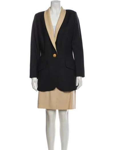Pre-owned Louis Fèraud Wool Colorblock Pattern Skirt Set