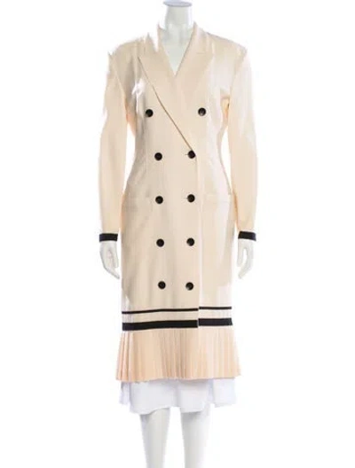 Pre-owned Louis Fèraud Wool Colorblock Pattern Trench Coat In Neutrals