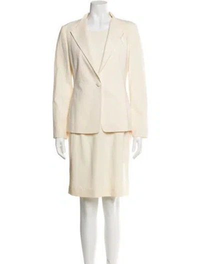 Pre-owned Louis Fèraud Wool Dress Set In White