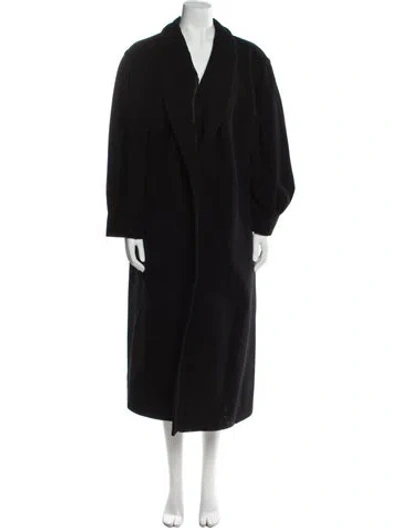 Pre-owned Louis Fèraud Wool Faux Fur Coat In Black