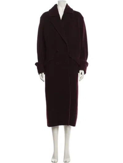Pre-owned Louis Fèraud Wool Faux Fur Coat In Burgundy