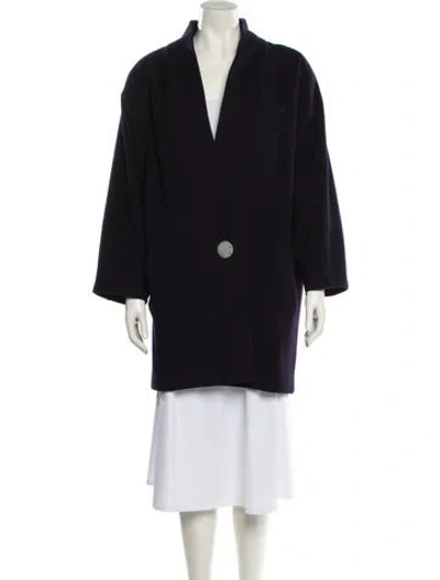 Pre-owned Louis Fèraud Wool Faux Fur Coat In Purple