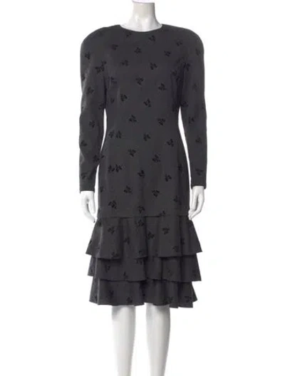 Pre-owned Louis Fèraud Wool Midi Length Dress In Gray