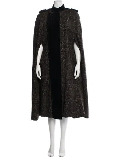 Pre-owned Louis Fèraud Wool Patterned Cape In Blue