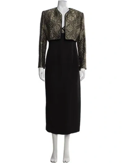 Pre-owned Louis Fèraud Wool Patterned Dress Set In Black