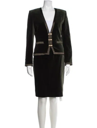 Pre-owned Louis Fèraud Wool Patterned Skirt Set In Black