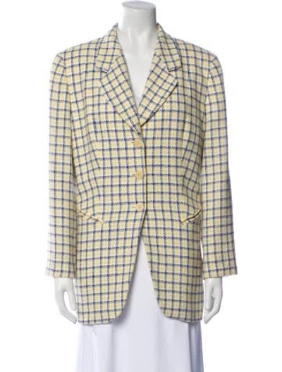 Pre-owned Louis Fèraud Wool Plaid Print Blazer In Multi