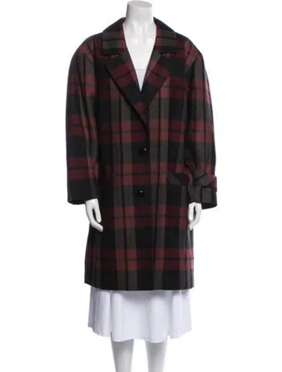 Pre-owned Louis Fèraud Wool Plaid Print Coat In Multi