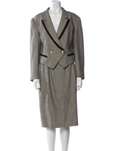 Pre-owned Louis Fèraud Wool Plaid Print Skirt Suit In Multi