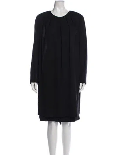 Pre-owned Louis Fèraud Wool Pleated Accents Dress Set In Black