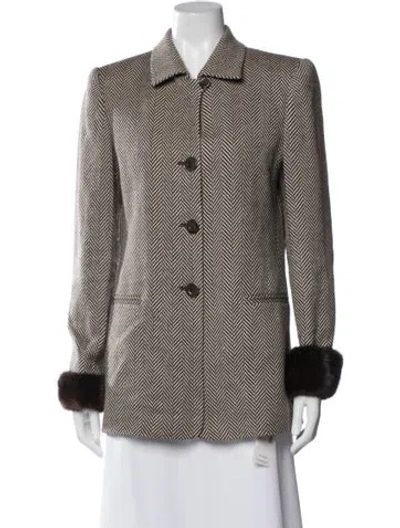 Pre-owned Louis Fèraud Wool Printed Fur Jacket In Brown