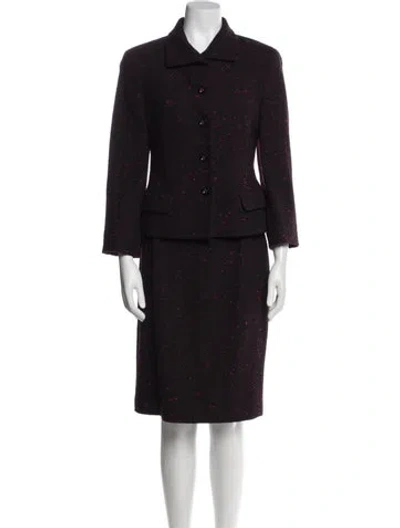 Pre-owned Louis Fèraud Wool Printed Skirt Set In Black
