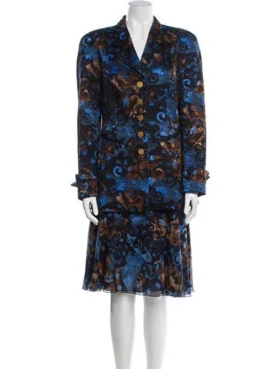 Pre-owned Louis Fèraud Wool Printed Skirt Set In Blue