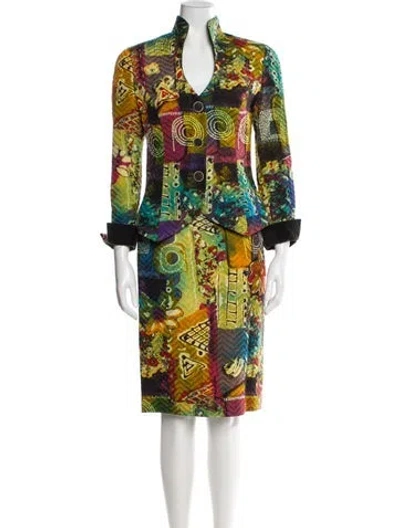 Pre-owned Louis Fèraud Wool Printed Skirt Set In Multi
