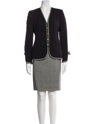 Pre-owned Louis Fèraud Wool Printed Skirt Suit In Gray