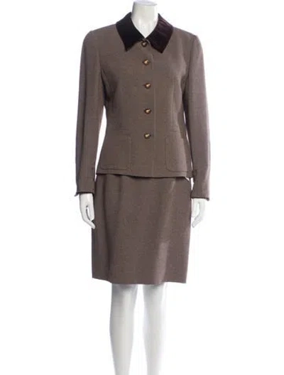 Pre-owned Louis Fèraud Wool Skirt Suit In Brown