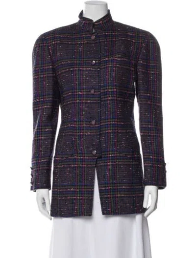 Pre-owned Louis Fèraud Wool Tweed Pattern Blazer In Blue