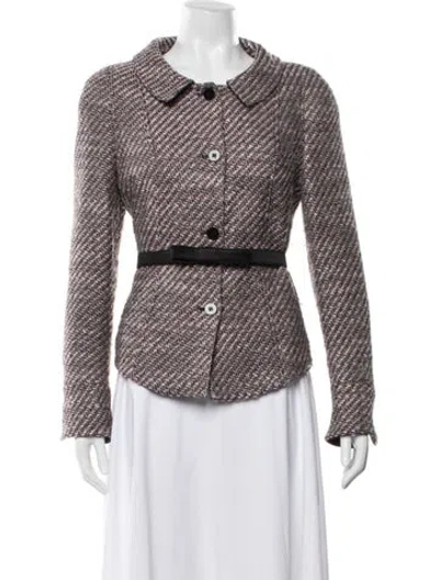 Pre-owned Louis Fèraud Wool Tweed Pattern Blazer In Pink