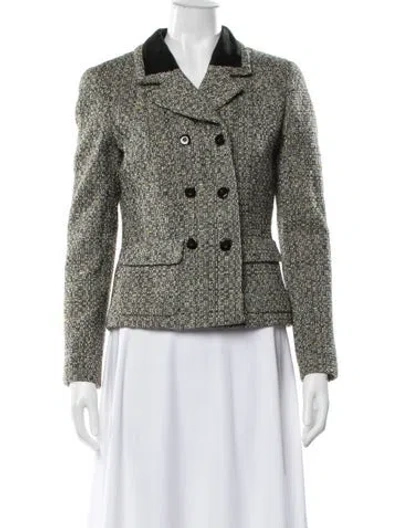 Pre-owned Louis Fèraud Wool Tweed Pattern Blazer In White