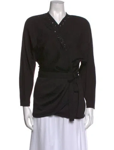 Pre-owned Louis Fèraud Wool V-neck Sweater In Black