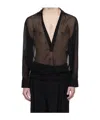 Louis Gabriel Nouchi Deep V-neck Long-sleeved Shirt In Black