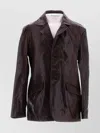 LOUIS GABRIEL NOUCHI LEATHER BLAZER WITH CHEST AND FLAP POCKETS