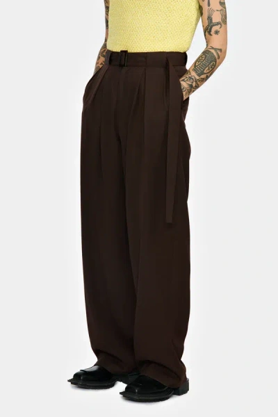 Louis Gabriel Nouchi Unisex With Box Pleats And Belt Large Trousers In Brown