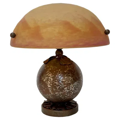 Pre-owned Louis Katona Katona And Daum Nancy Art Deco Lamp In Brown