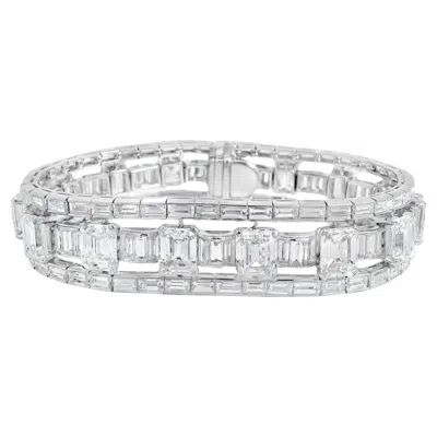 Pre-owned Louis Newman & Company Louis Newman & Co Emerald Cut And Baguette Cut Diamond Gia Certified Bracelet In Green