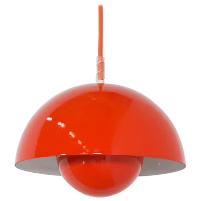 Pre-owned Louis Poulsen 1/3 First Edition Vp1 Flowerpot Pendant Lights By Verner Panton For Louis Poulse In Red