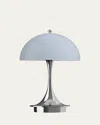 Louis Poulsen Panthella Portable Metal Table Lamp, 10" In Chrome Blue Grey