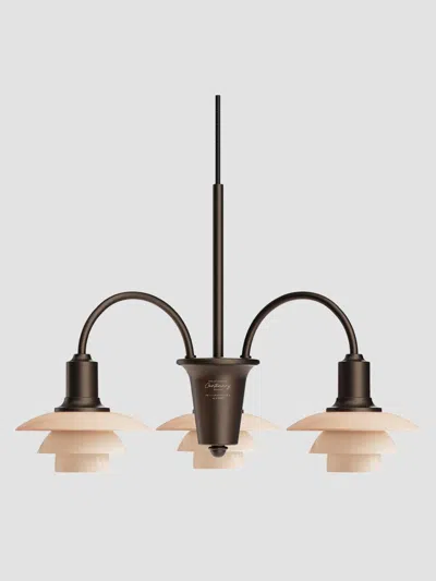 Louis Poulsen Ph 1/1 Aged Brass 3-light Chandelier In Black