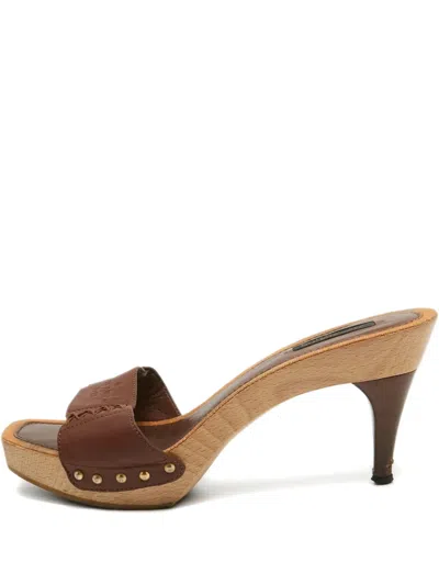 Pre-owned Louis Vuitton Leather Wood Platform Sandals