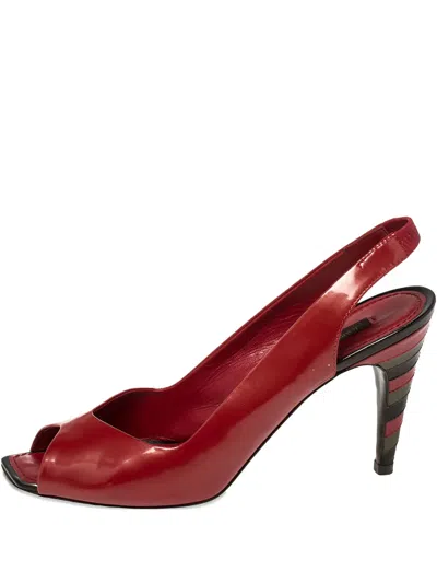 Pre-owned Louis Vuitton 100mm Slingback Pumps In Red