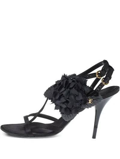 Pre-owned Louis Vuitton 105mm Floral-appliqué Sandals