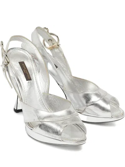 Pre-owned Louis Vuitton 105mm Slingback Leather Sandals