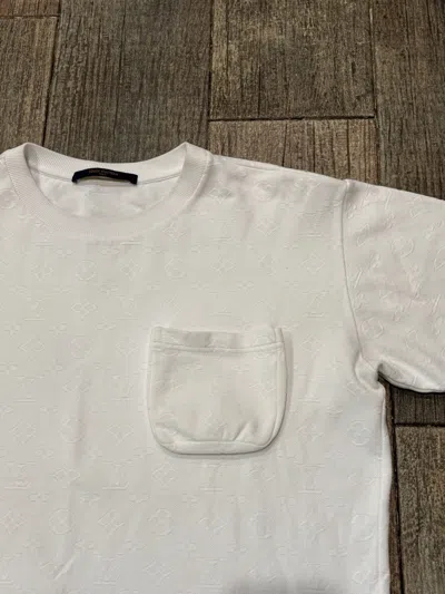 Pre-owned Louis Vuitton $1090 White All Over Monogram Pocket Tee