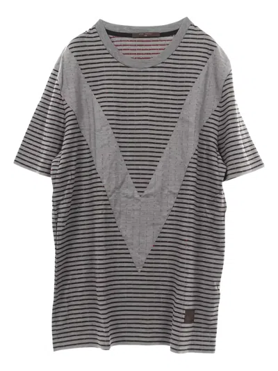 Pre-owned Louis Vuitton 10s Crew-neck Striped T-shirt In Gray