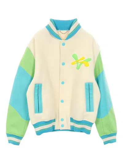 Pre-owned Louis Vuitton 10s Duck-appliqué Varsity Jacket In Neutral