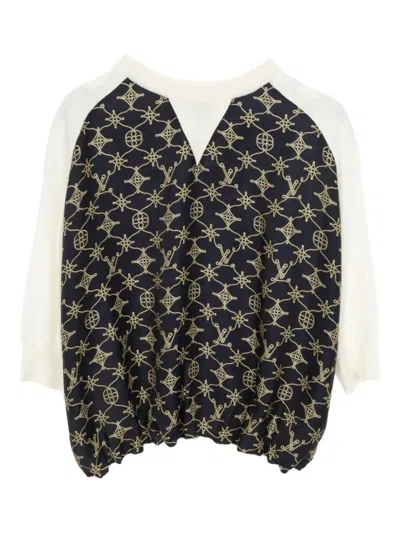 Pre-owned Louis Vuitton 10s Nautical Monogram Knit Top In White