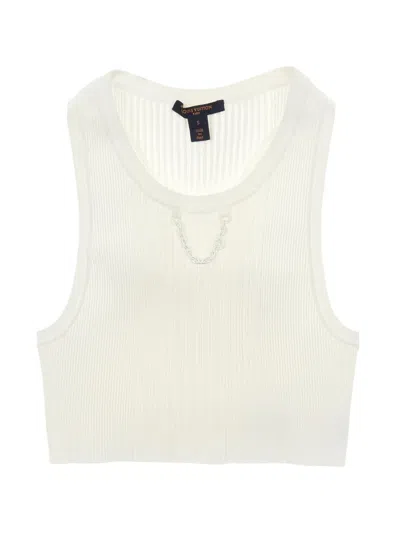 Pre-owned Louis Vuitton 10s Ribbed Tank Top In White