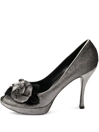 Pre-owned Louis Vuitton 115mm Floral-appliqué Pumps