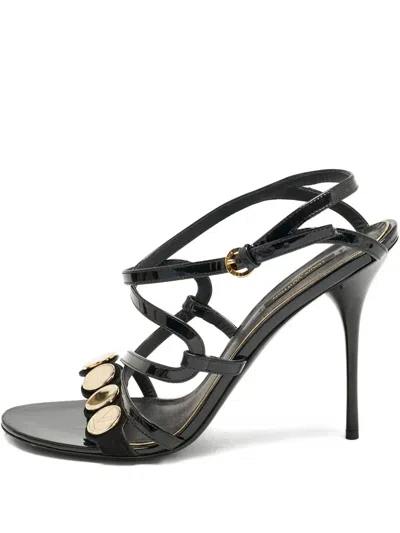 Pre-owned Louis Vuitton 115mm Patent Leather Sandals In Black