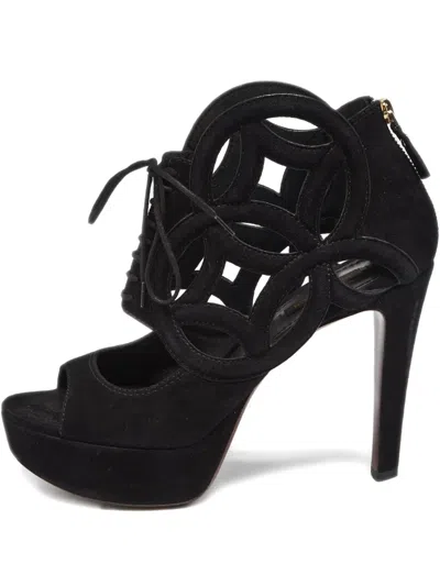 Pre-owned Louis Vuitton 120mm Cut-out Heeled Sandals In Black