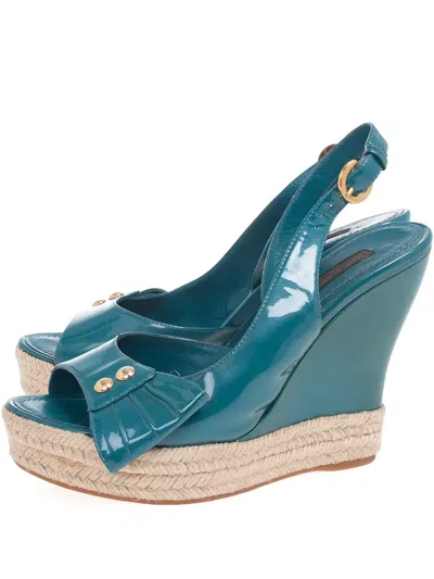 Pre-owned Louis Vuitton 120mm Leather Sandals In Blue