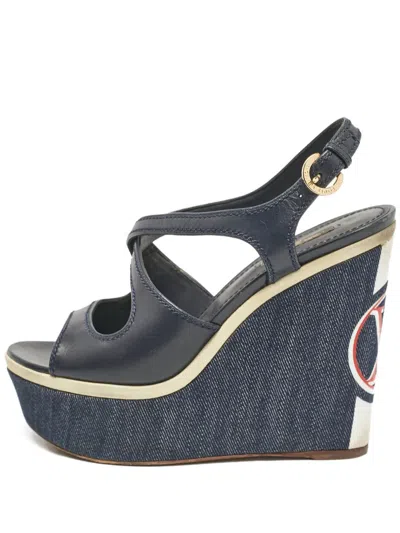 Pre-owned Louis Vuitton 120mm Leather Wedge Sandals